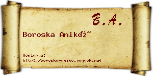 Boroska Anikó névjegykártya